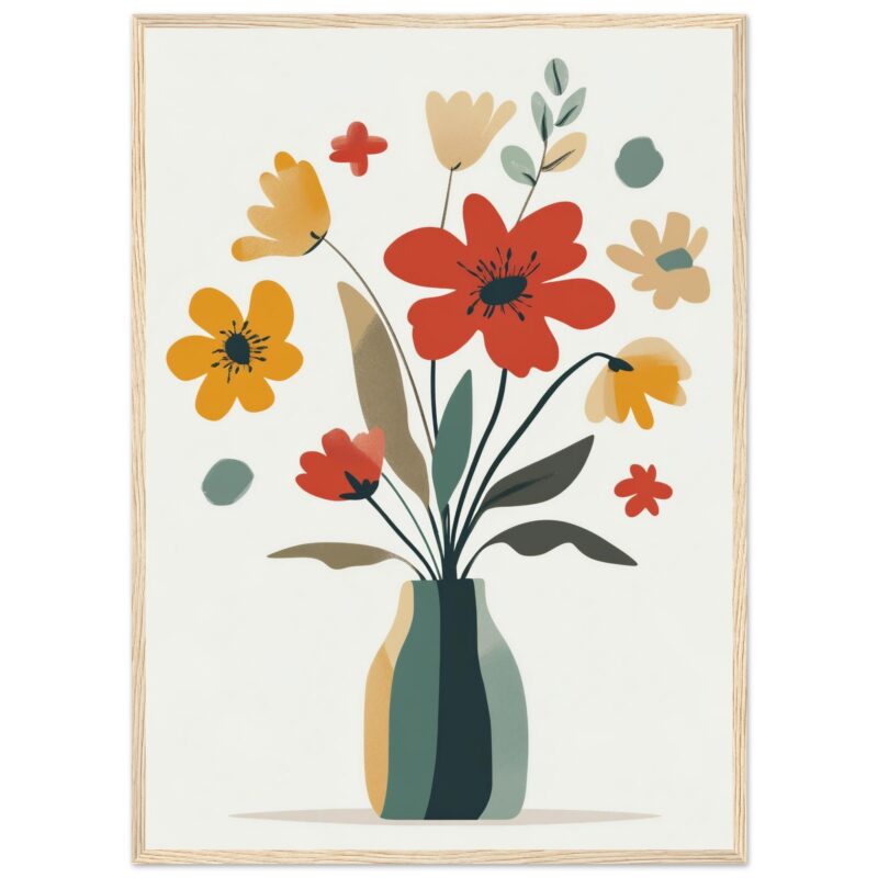a2d185a1-4fdb-4096-96c6-089aaaa6e90d.jpg Glbo de flores abstracto en tonos cálidos y verdes, arte decorativo moderno para interiores.