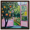 a3334ab9-35e3-4999-b3cf-a8c9fe0e9b86.jpg Manzana,ventana y flores, pintura en estilo postimpresionista, naturaleza muerta, obra de arte colorida y vibrante, arte contemporáneo para decoración.