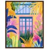 Ventana colorida con plantas tropicales y flores en estilo ilustración digital - arte vibrante de Digiart Studio.