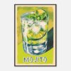 Refresco de mojito con menta y limón en vaso con hielo, ilustración digital artística.