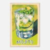 Refresco de mojito con menta, lima y hielo en estilo ilustración artística.