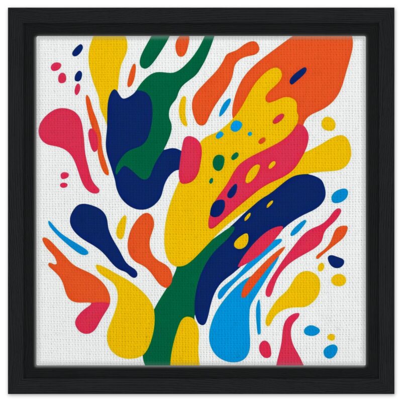 Vibrante arte digital abstracto con salpicaduras de colores intensos, ideal para decoraciones modernas y creativas.