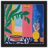 Colorido cuadro botánico con flores y plantas en estilo abstracto, decoración moderna para espacios creativos.