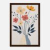 Flores en jarrón dibujo decorativo arte florales ilustración moderna hogar.