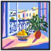 Alto: Estilo artístico de pintura digital de la naturaleza muerta con frutas y flores en balcón.