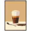 2. Café frío en vaso con nata y granos de café, ilustración digital.