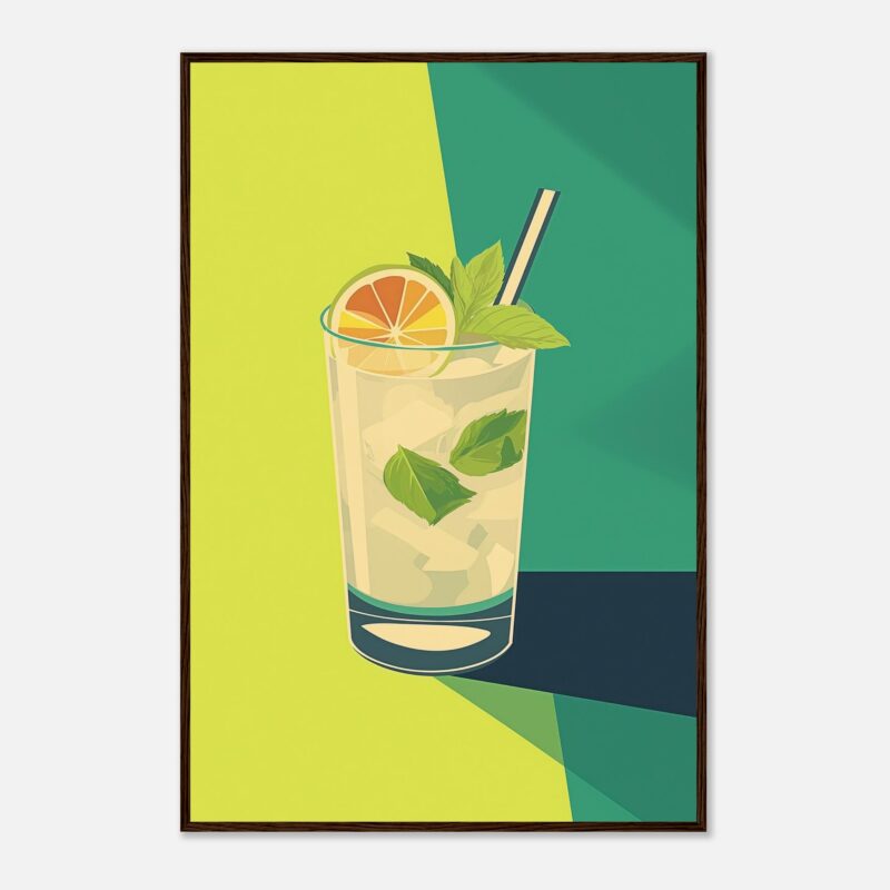 Refresco de limón y menta en estilo digital, enfatizando creatividad y diseño moderno para contenido visual atractivo.