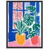 aa905d21-f145-4db7-a362-7271ea686b39.jpg Trazos coloridos de plantas en macetas con fondo de ventana, estilo pintura moderna y vibrante.