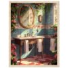 ac473ef5-be08-4bfc-898c-709c6efe59bd.jpg Espejo vintage en baño iluminado con sol y plantas, decoración floral y estilo rústico.