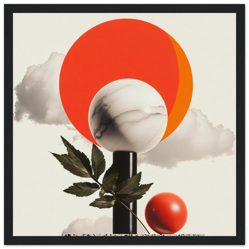 Diseño digital de arte moderno con formas geométricas y elementos naturales en estilo contemporáneo.