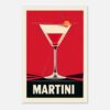 Vaso de cóctel martini con cereza y decoración moderna, estilo digital y minimalista.