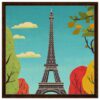 Digiart Studio, ilustración digital del Eiffel Tower con árboles de colores en otoño y cielo azul en estilo moderno.