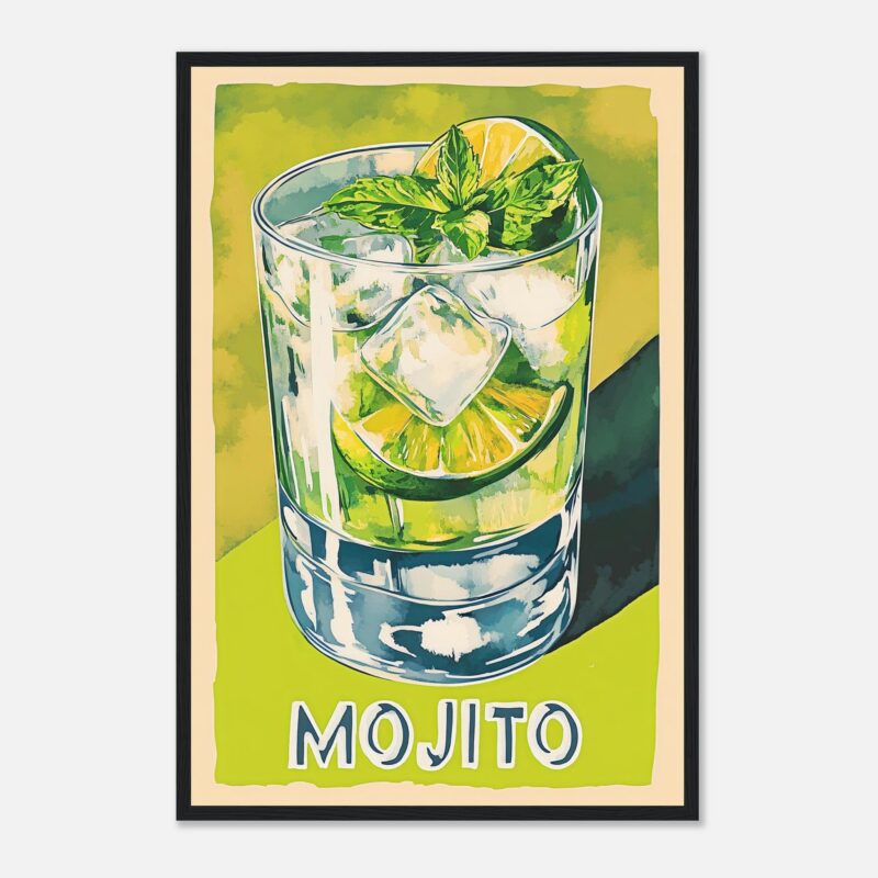 Refresco mojito vibrante con limón, hierbabuena y hielo en vaso de cóctel.