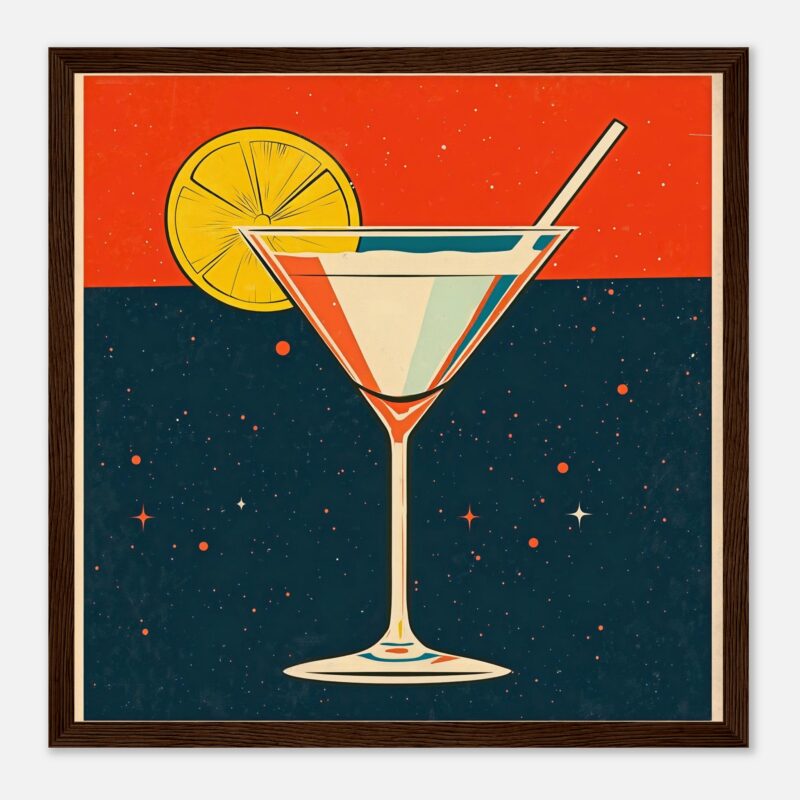 Vaso cóctel con limón en fondo de espacio y estrellas, estilo artístico digital.