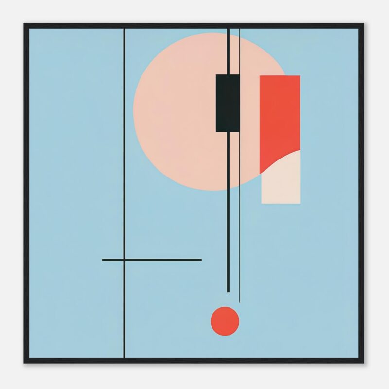 Minimalismo moderno en arte abstracto con formas geométricas y colores vibrantes.