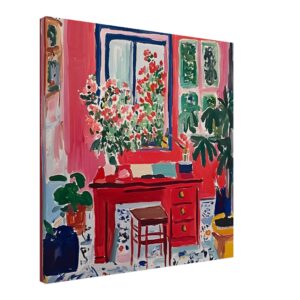 Jarrón con flores en un estilo de pintura contemporánea y vibrante.