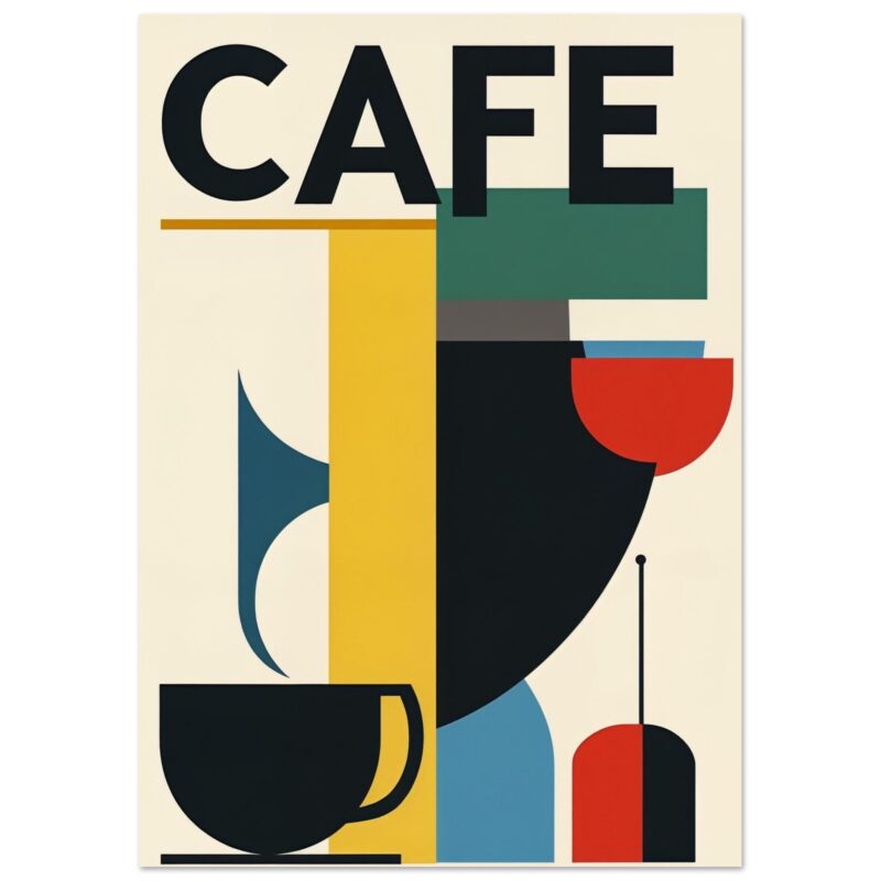 Taza de café en estilo artístico abstracto.