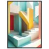 Colorido diseño de escaleras y paredes de estilo moderno y abstracto.