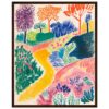 Arboles y caminos pintados en estilo infantil con colores vibrantes, arte colorido para decoración moderna.