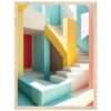 Puente artístico en escaleras con colores vibrantes y diseño moderno en arte digital.