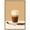 Café con leche en vaso de cristal, ilustración digital de café para arte y diseño.