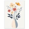 Flores en jarrón, ilustración moderna, arte digital para decoración, estilo minimalista, diseño para impresión.