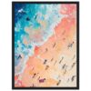 Pintura moderna de playa con personas y olas en estilo abstracto, arte digital de Digiart Studio.