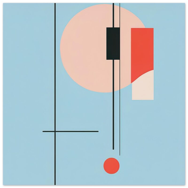 Línea 2: Arte abstracto, diseño moderno con formas geométricas y colores minimalistas.