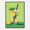 Refresco de limón y hierbas digitales, bebida refrescante con menta y limón en estilo ilustración moderna.