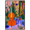 Guitarra y naturaleza en arte moderno con colores vibrantes y estilo abstracto.