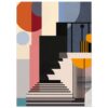 be394cf2-4c1e-4ef4-9286-21fb7bcf3e9b.jpg Puente abstracto con escaleras y círculos de colores en estilo moderno.