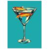 Fish in a martini glass - ilustración digital de peces en una copa de cóctel en estilo moderno y colorido.