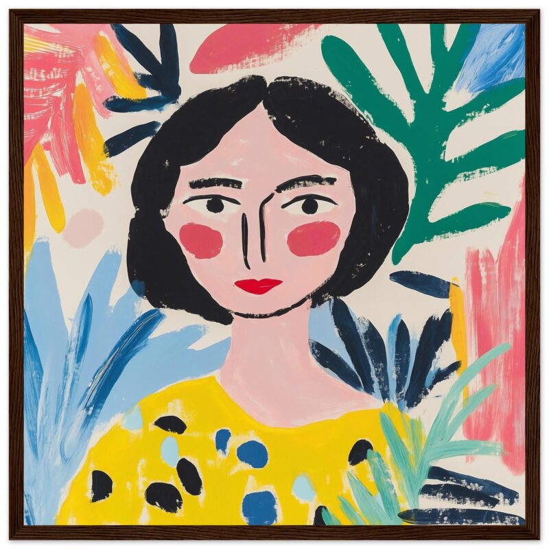 - Retrato artístico de mujer con estilo moderno y colores vibrantes, obra de Digiart Studio.