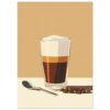 Vaso de café con leche y crema, ilustración artística de original diseño.