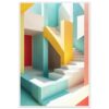 Puente y escaleras en un diseño arquitectónico colorido, moderno y minimalista.