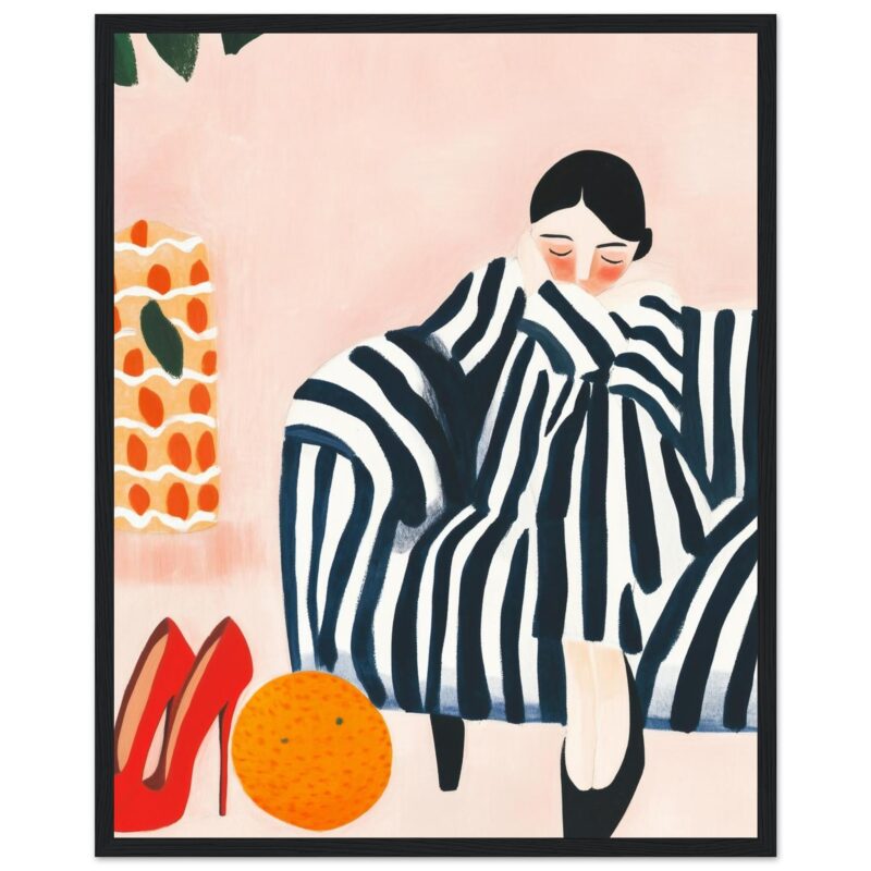 Trazos de ilustración moderna de mujer con vestido a rayas en estilo artístico Digital Art Studio.