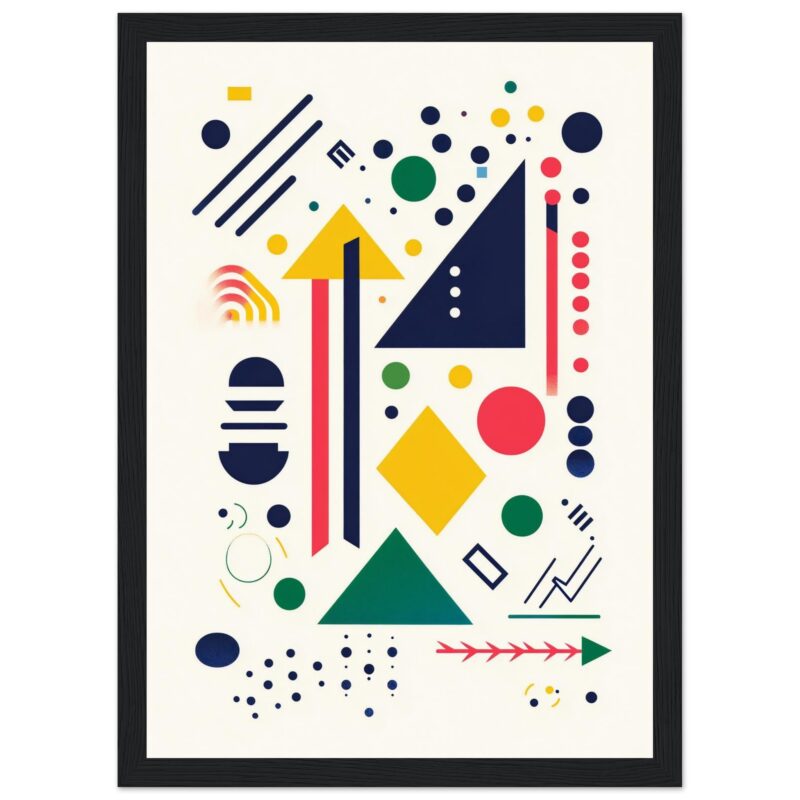 Artes visuales modernas con formas geométricas y colores vibrantes, ideal para decoraciones creativas.