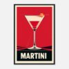 Vaso de cóctel Martini con cereza decorativa en estilo vintage y gráfico.