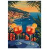 Refrescantes cócteles en una terraza con vista al mar en la Costa Amalfitana.