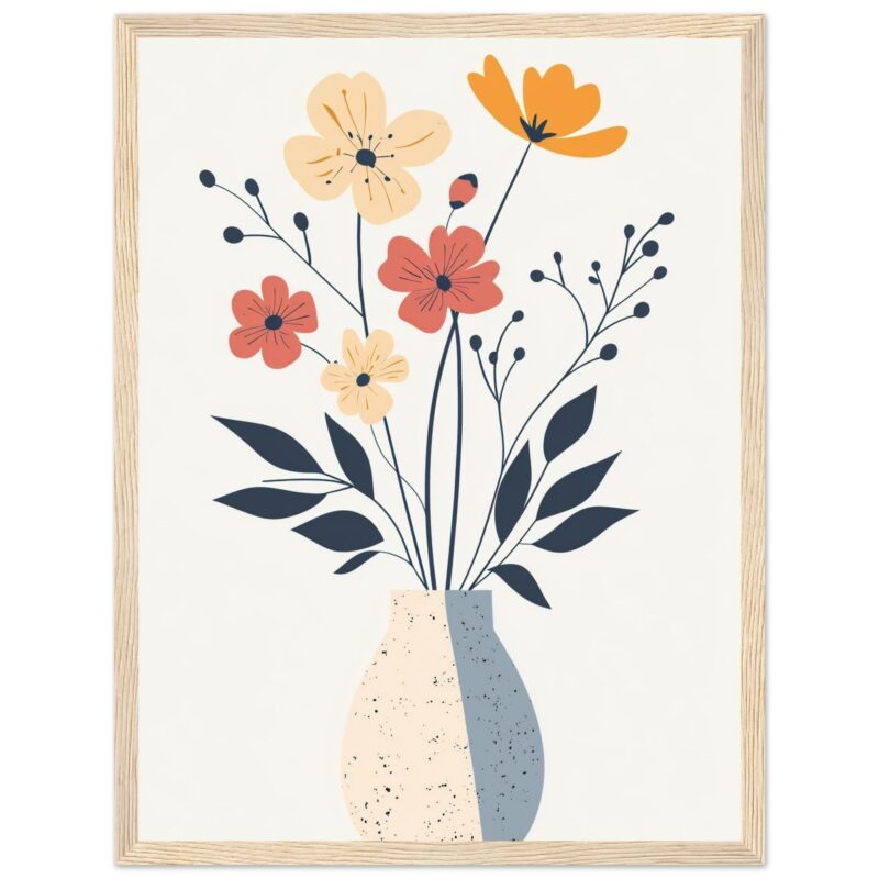 Jarrón con flores modernas en estilo minimalista para decoración de interiores.
