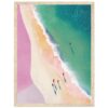 Vista aérea de playa con olas y personas disfrutando del mar en un cuadro decorativo digital.