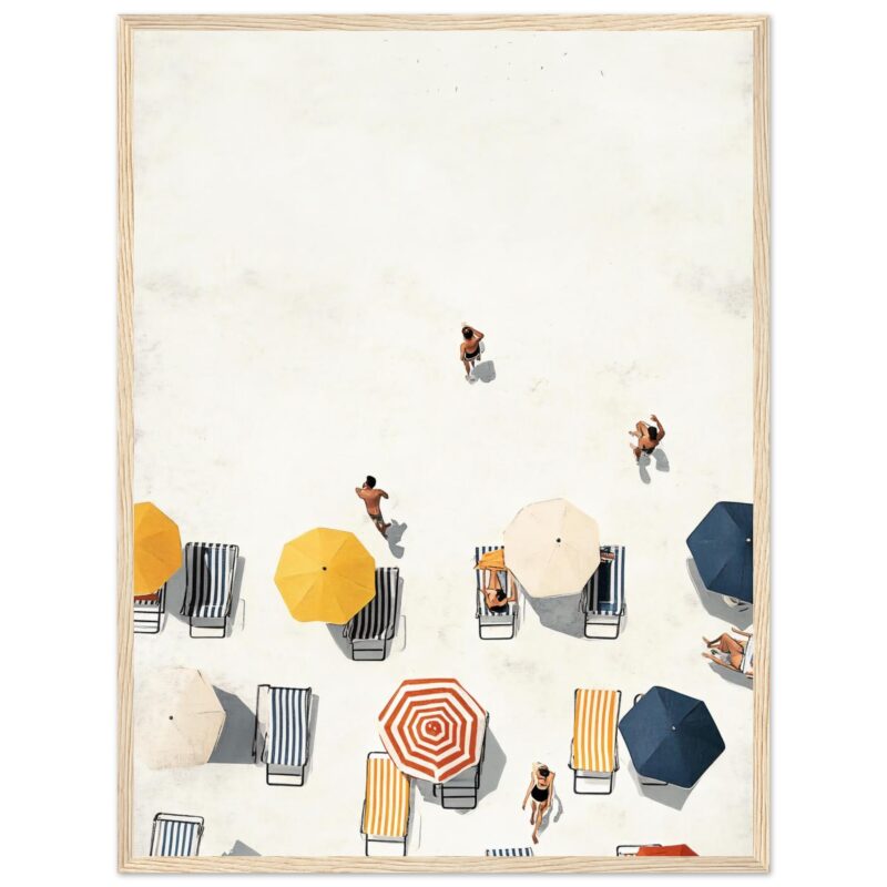 Sombrillas de playa, hamacas y personas disfrutando del verano en la arena. | Imagen aérea de un día de playa con sombrillas coloridas y relax playero. | Fotografía que muestra sombrillas, hamacas y visitantes en la playa, creando una escena veraniega y de descanso en un entorno costero. | relevance.