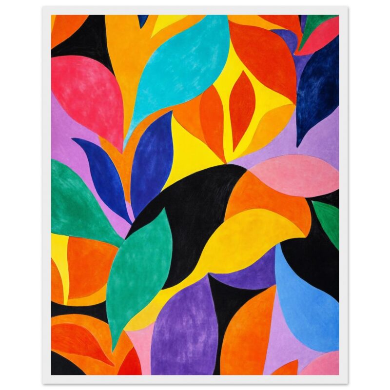 Colores vibrantes y formas abstractas en pintura moderna por Digiart Studio.