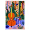 Atmosfera vibrante con violín y vegetación en estilo moderna y colorida.