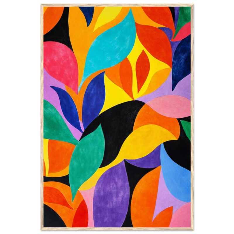 Colores vivos en obra de arte abstracto, estilo moderno y vibrante, creación digital para decoración.