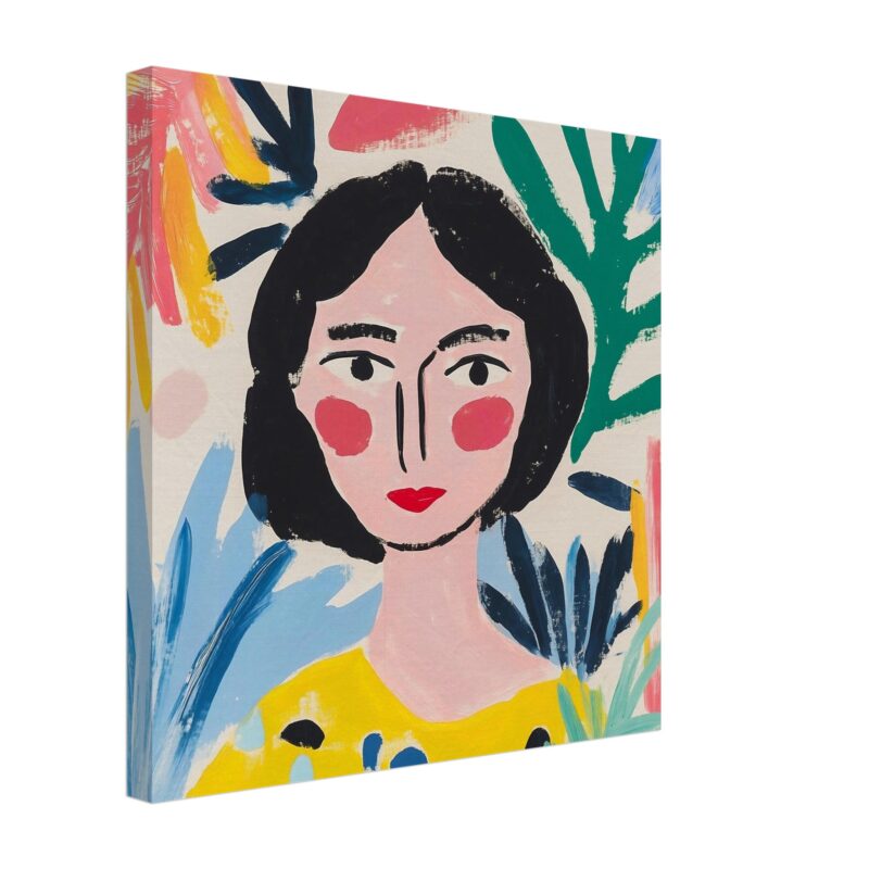 d425c2d2-e929-42ad-8251-79250f6fdff2.jpg Retrato artístico de mujer con estilo moderno y colores vibrantes, arte digital para decoración y testimonials.