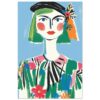 Retrato de mujer moderna en estilo artístico, ilustración colorida y vibrante para diseño de arte digital.