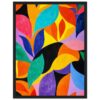 Vibrante obra de arte abstracta con formas y colores llamativos para decoración moderna.