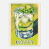 Refresco mojito con hielo, lima, menta y limón, ilustración artística estilo acuarela.