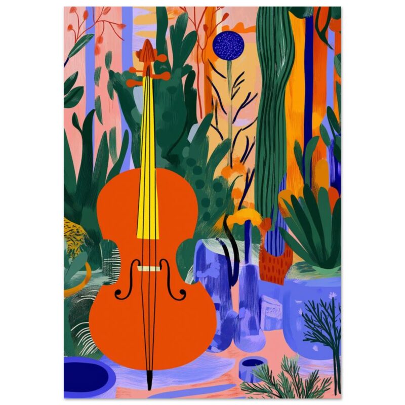 Caballo, violín, naturaleza, arte abstracto, vibrante, colores vivos, Bosque, instrumentos musicales, diseño digital, estilo moderno.
